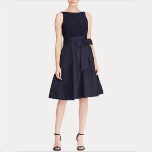 Ralph Lauren Taffeta-Skirt Dress in Navy